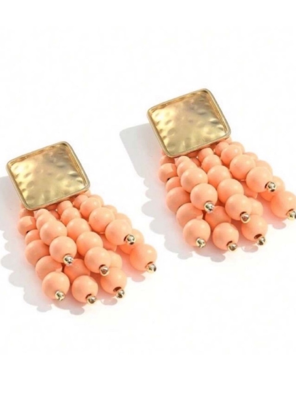 New! Peach Beaded Drop Earrings (3001) NWOT